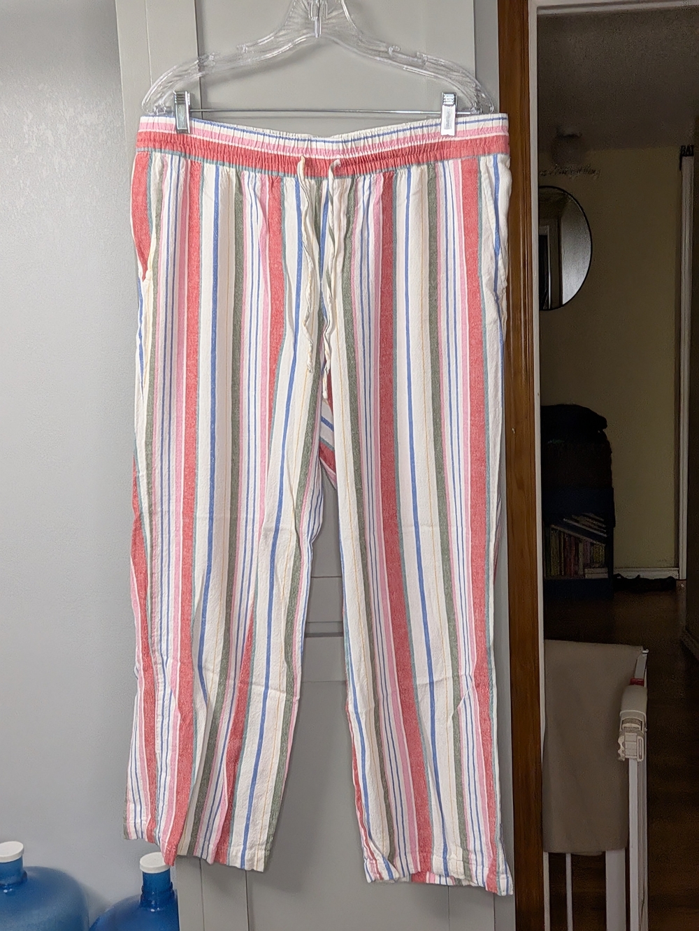 Old Navy Red, Blue, Green and Cream Striped Pull-On Pants
